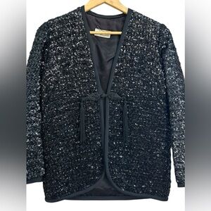 Vintage Women’s Black Sequin Jacket Tassel Detail Super Glam Henry Higgins LTD